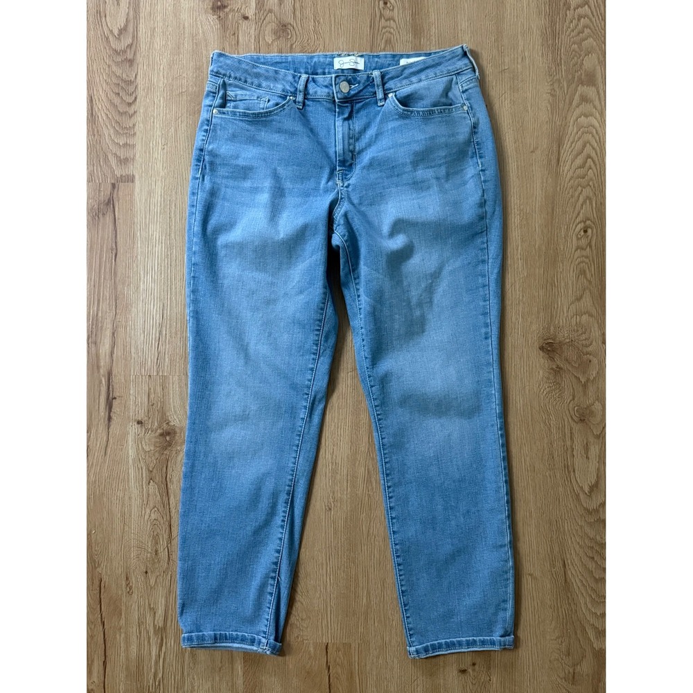 Jessica Simpson Rolled Crop Skinny Jeans Blue Mid Rise Denim Size 12/31